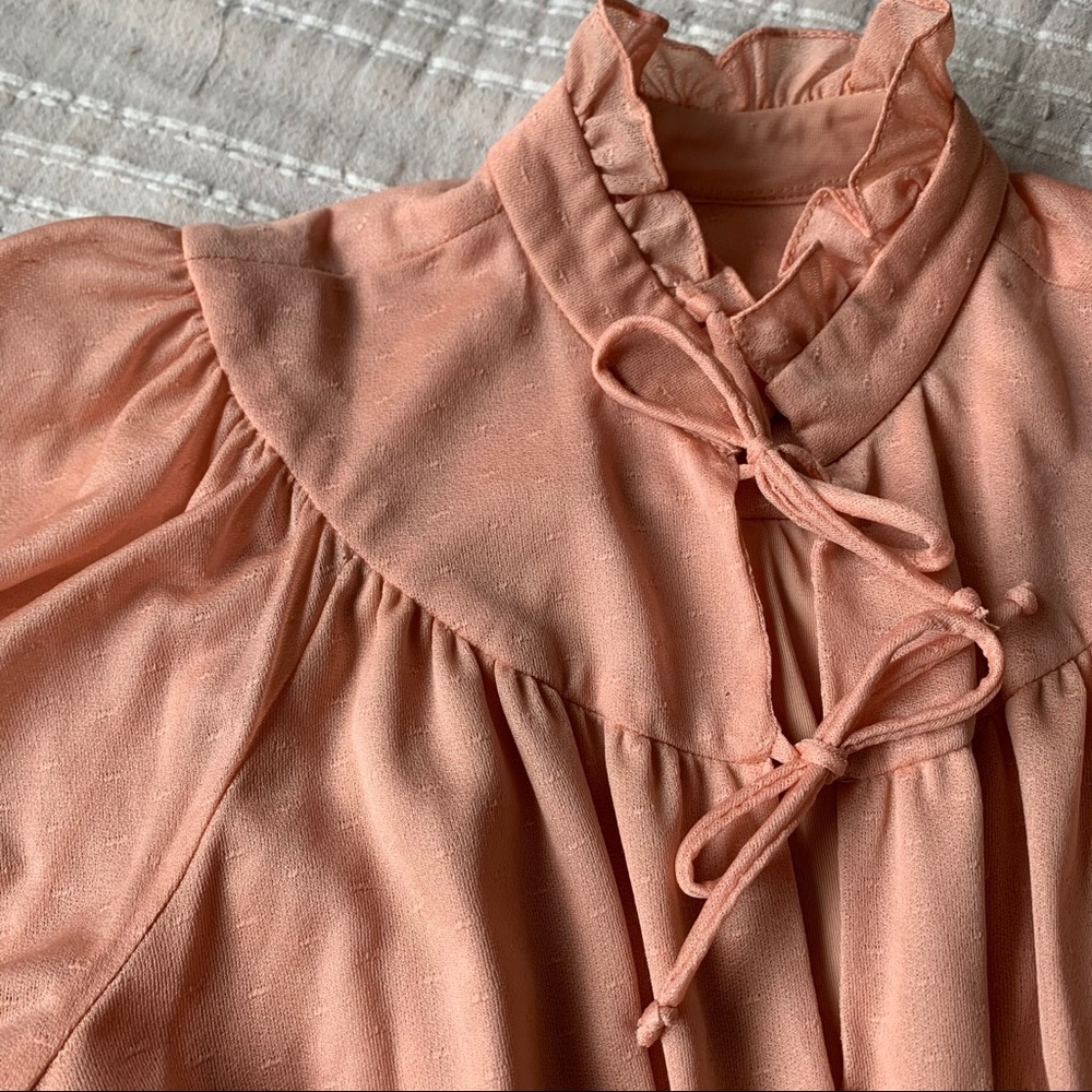 70s Vintage Peach Peasant Maxi Dress - Picture 15 of 15